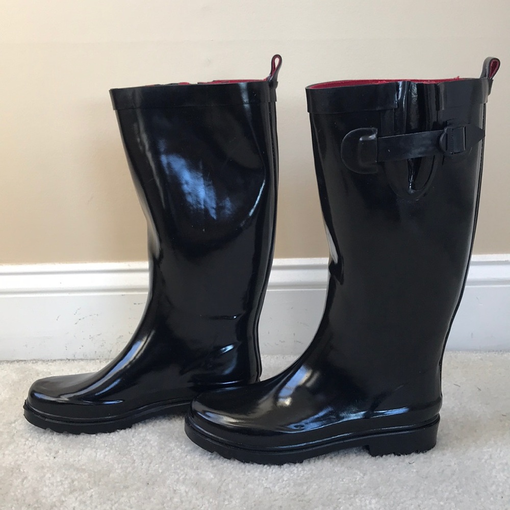 Tall Lined Black Rain Boots
